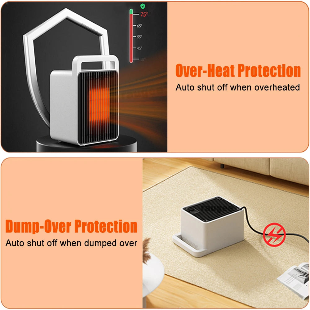 Portable Electric Heater 900W – Mini Desktop Space Warmer