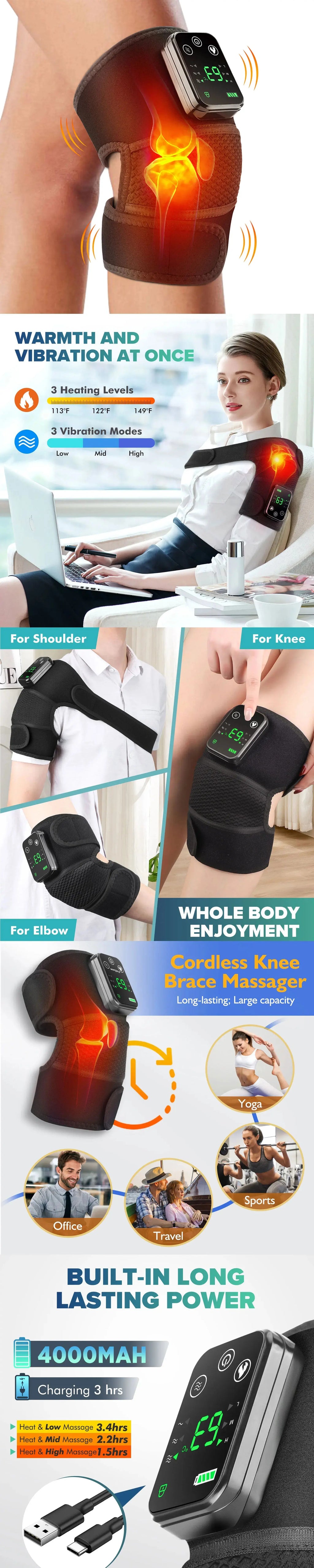 Electric Heated Massage Pad for Joint Relief