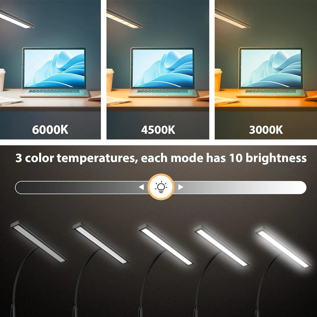LED Desk Lamp – Eye-Caring, Adjustable, Flexible Gooseneck