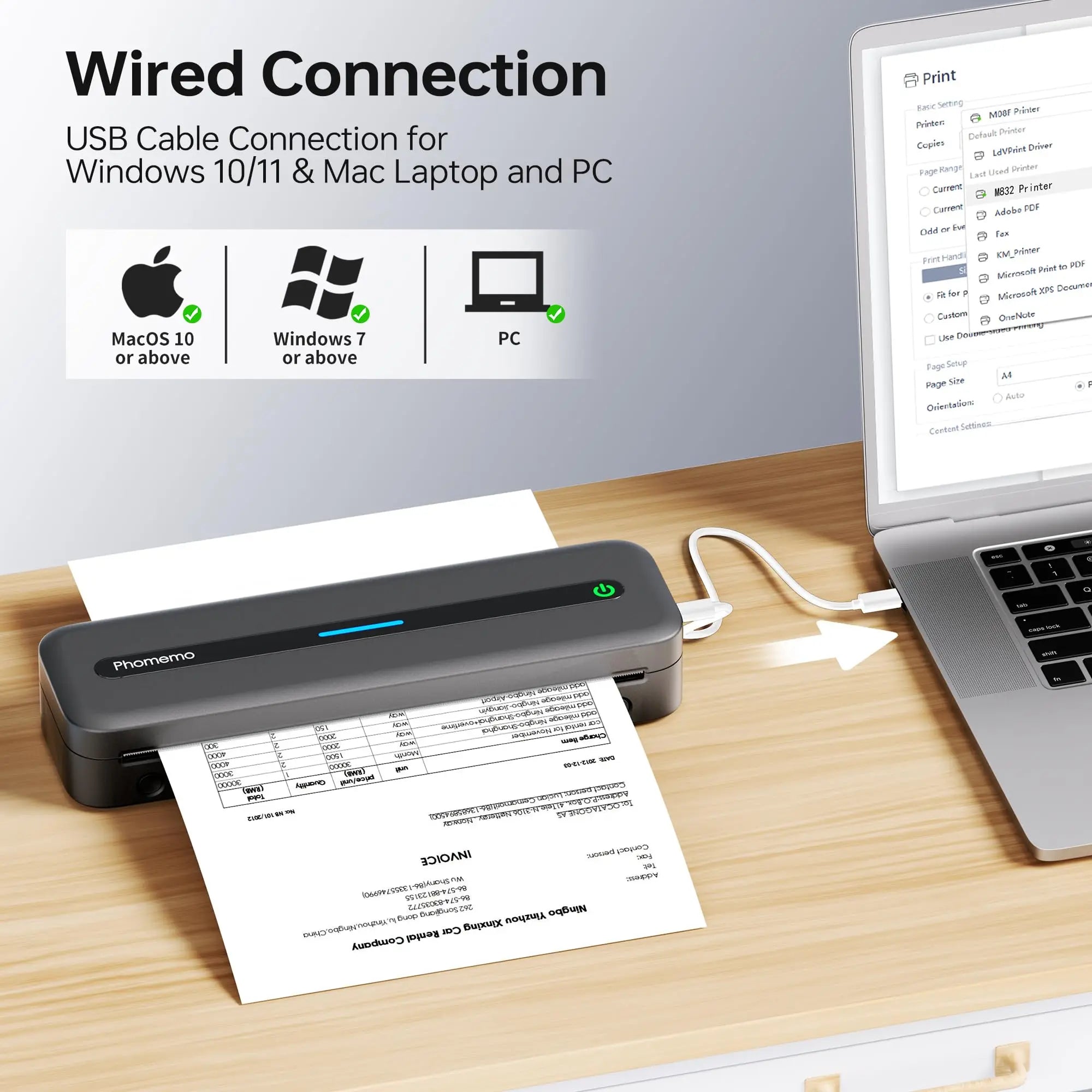 A4 Portable Wireless Printer M832 – Inkless 300DPI