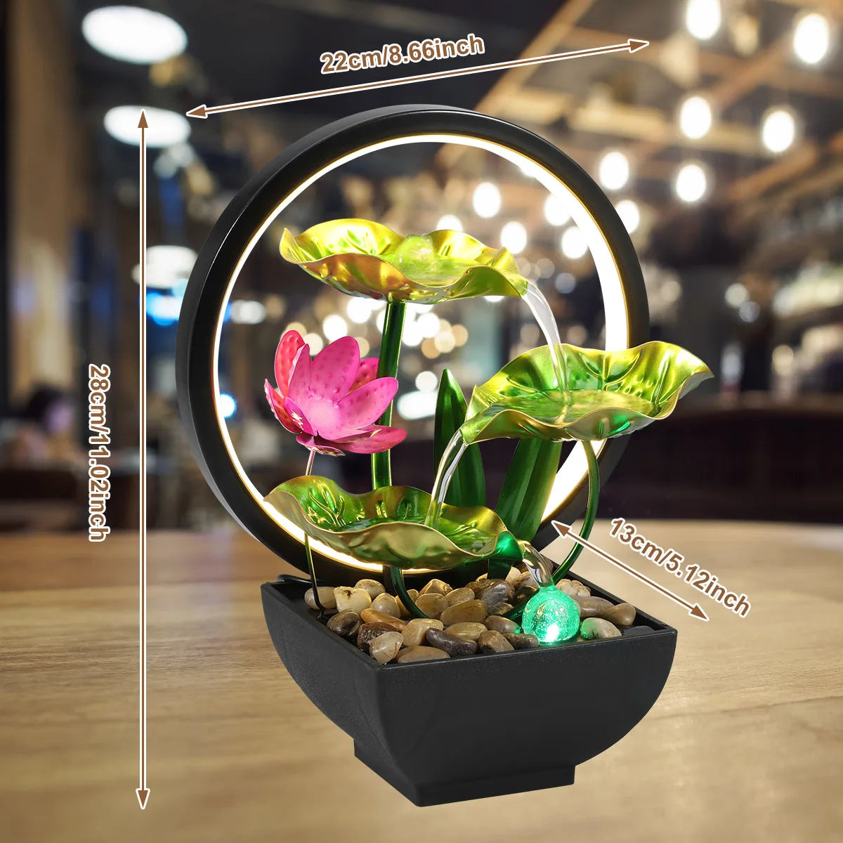 USB Tabletop Water Fountain – LED Relaxation Decor