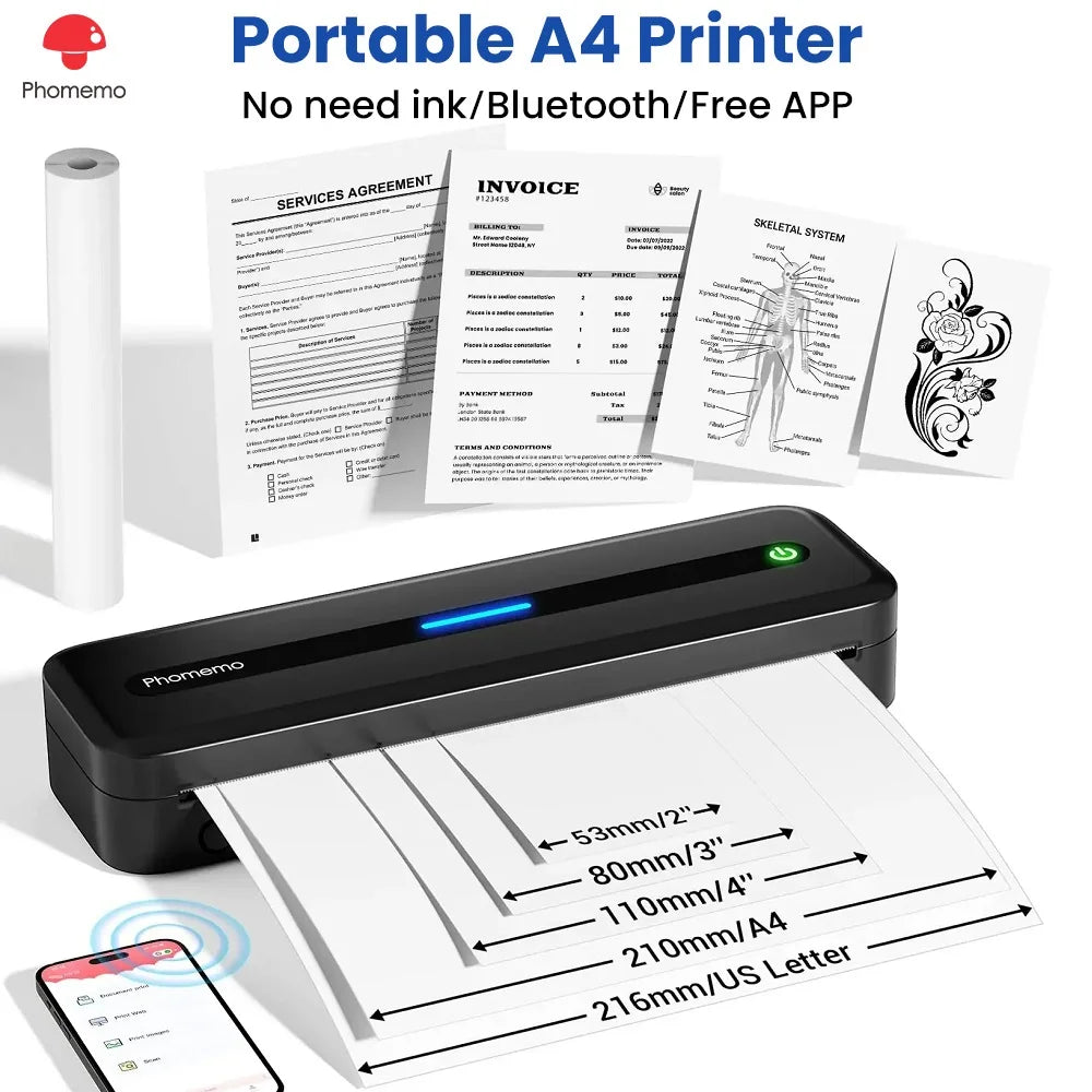 A4 Portable Wireless Printer M832 – Inkless 300DPI