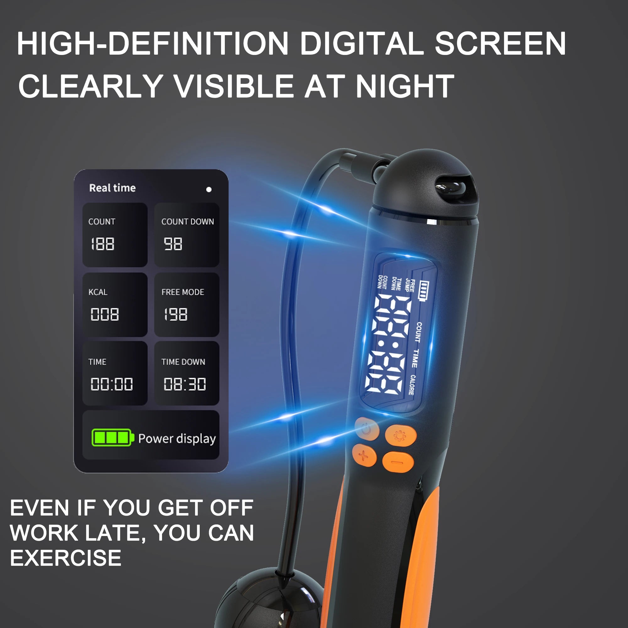 2-in-1 Smart Jump Rope with Digital Counter & Rechargeable Battery