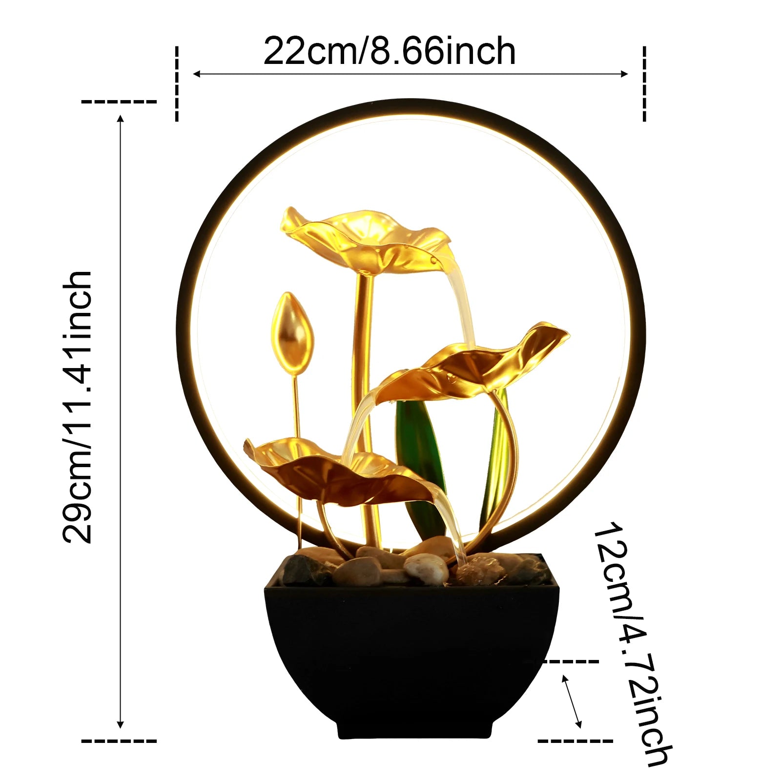 USB Tabletop Water Fountain – LED Relaxation Decor