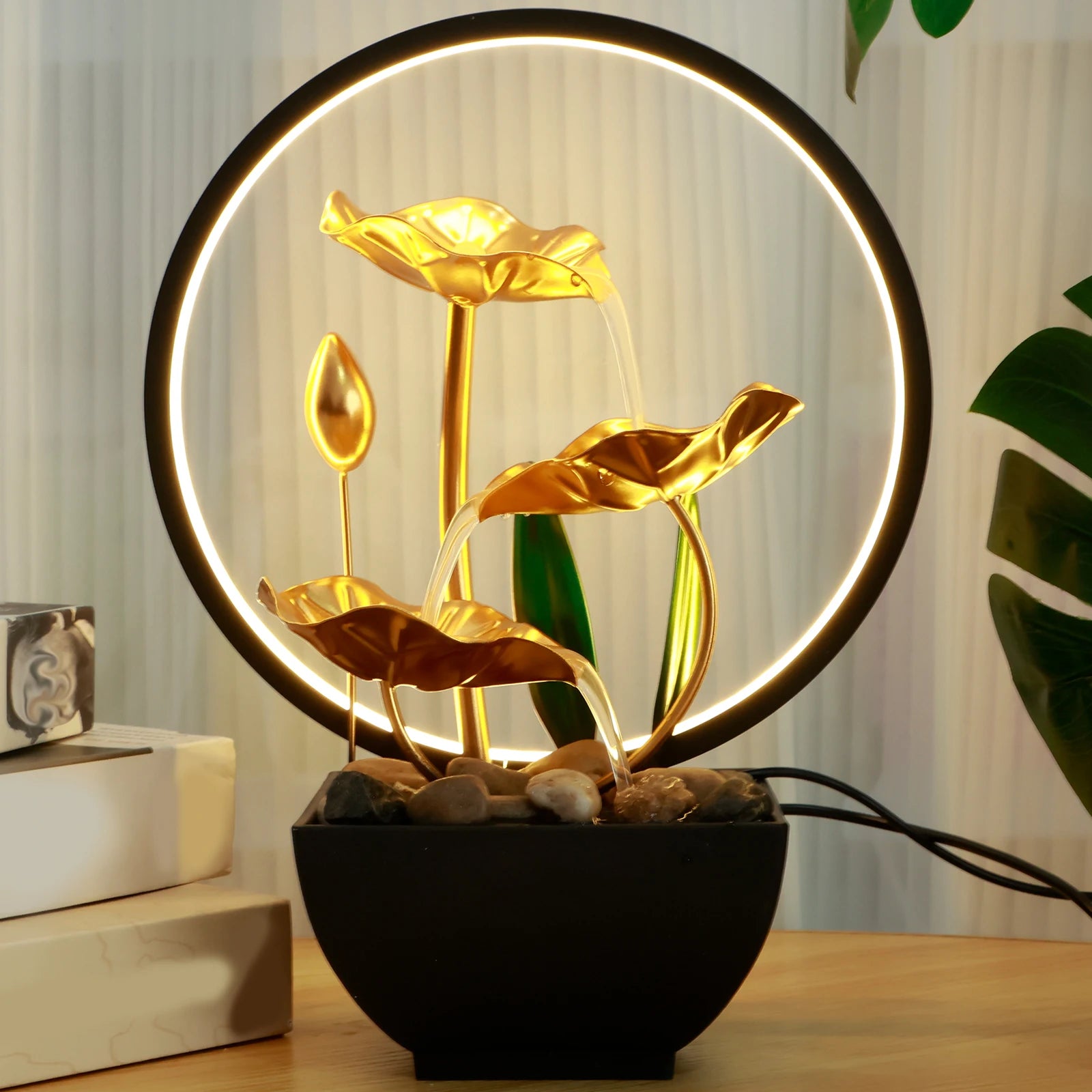USB Tabletop Water Fountain – LED Relaxation Decor
