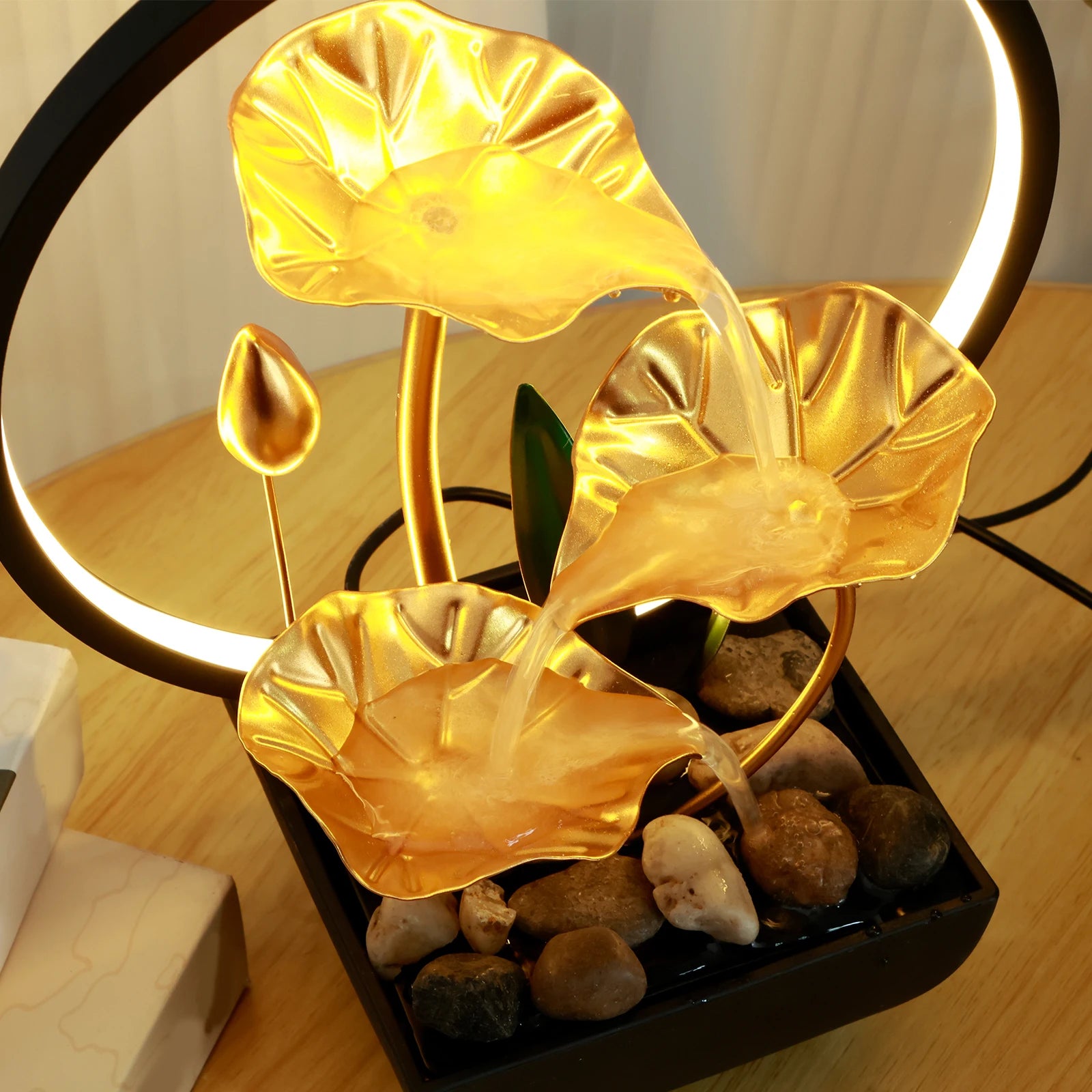 USB Tabletop Water Fountain – LED Relaxation Decor