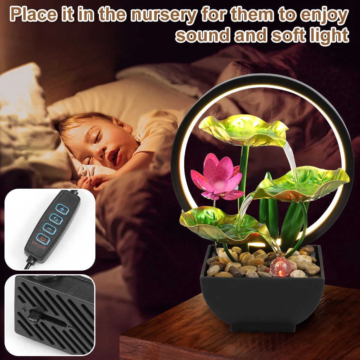 USB Tabletop Water Fountain – LED Relaxation Decor