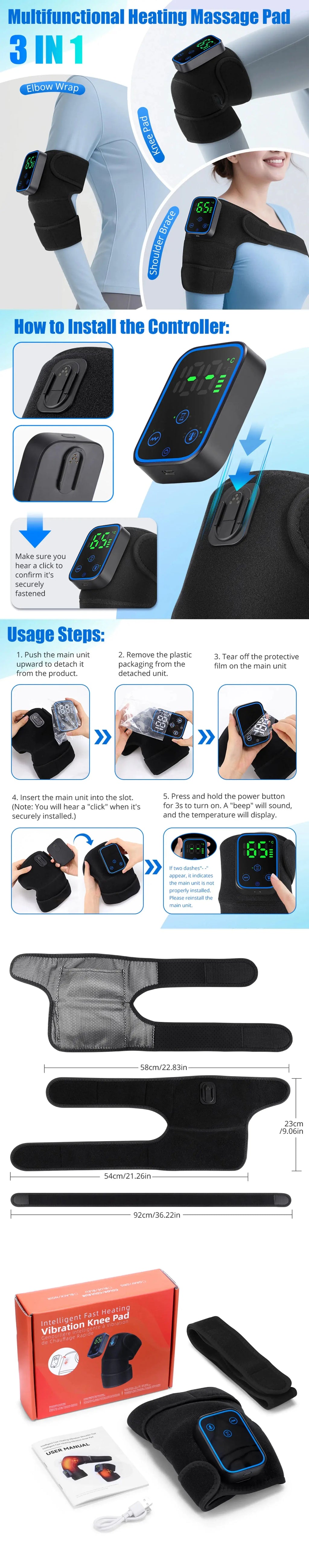 Electric Heated Massage Pad for Joint Relief