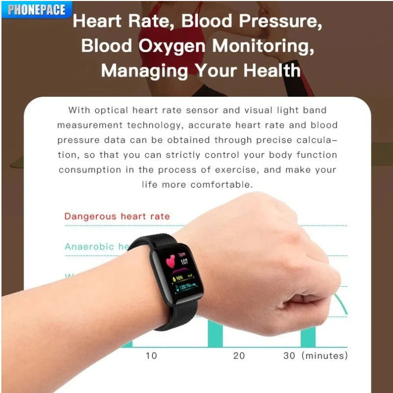Smart Fitness Tracker Watch with Health & Step Monitor