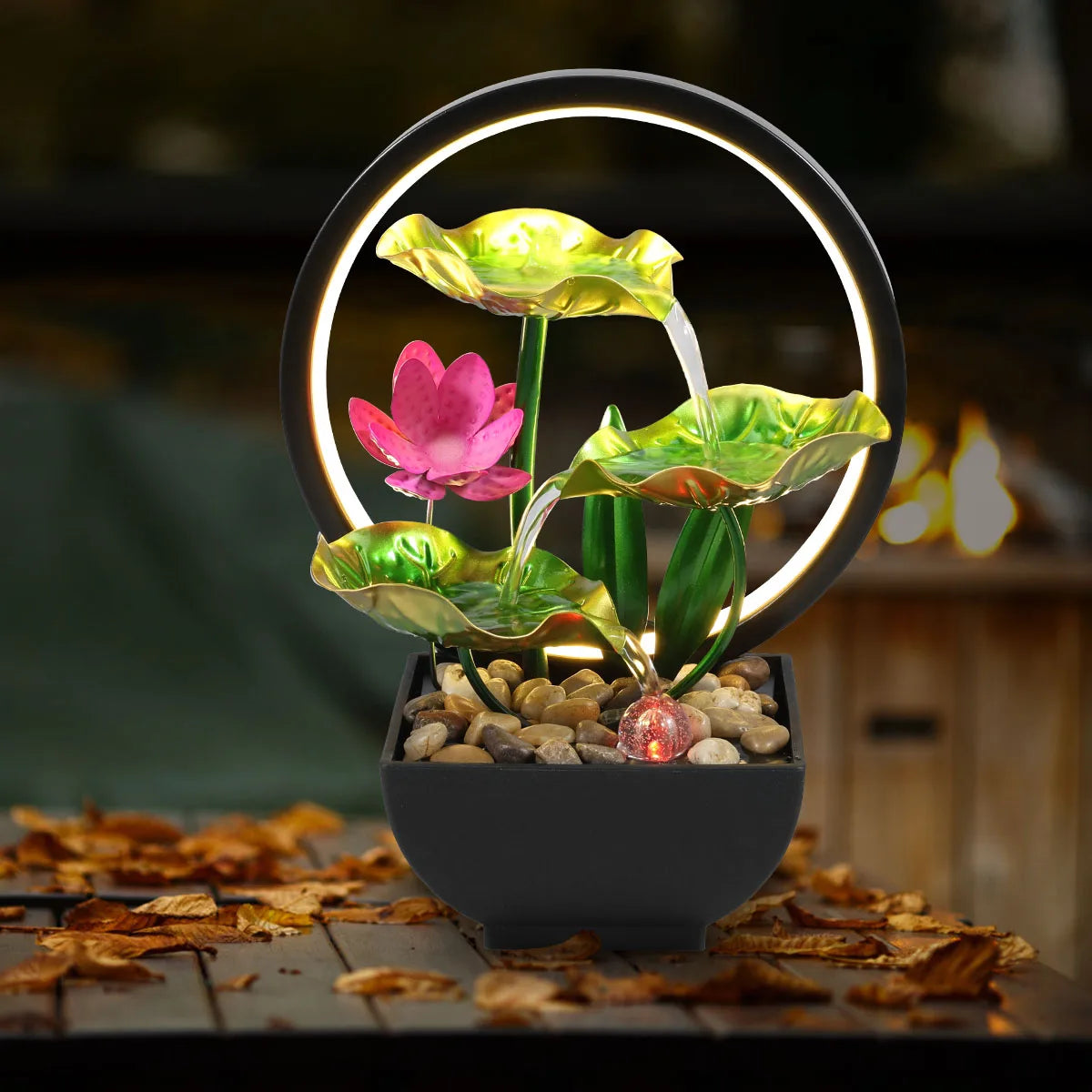 USB Tabletop Water Fountain – LED Relaxation Decor