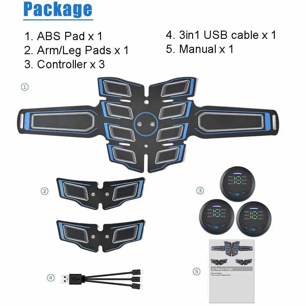 EMS Abs Muscle Stimulator Belt – Rechargeable Fitness Massager